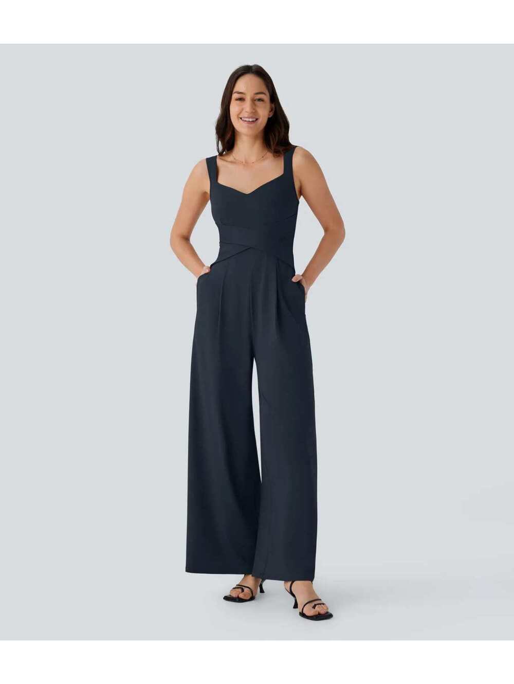 HALARA U Back Sleeveless Casual Jumpsuit with Pockets- Size M Reg